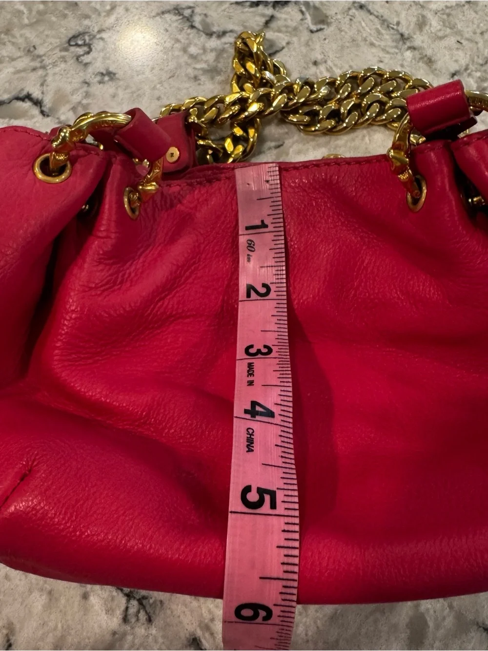 Y2K Juicy Couture Bright Pink Leather Shoulder Bag Purse Rare